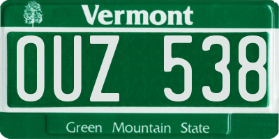 VT license plate OUZ538