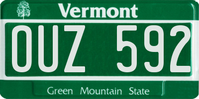 VT license plate OUZ592