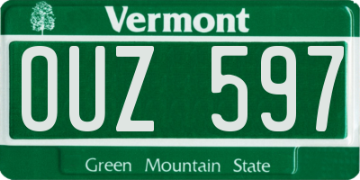 VT license plate OUZ597