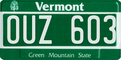VT license plate OUZ603