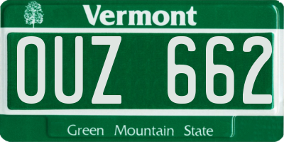 VT license plate OUZ662