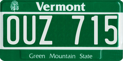 VT license plate OUZ715