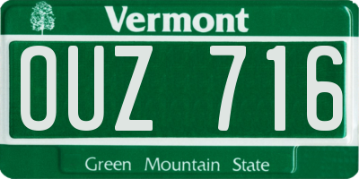 VT license plate OUZ716