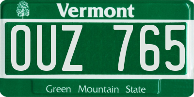VT license plate OUZ765