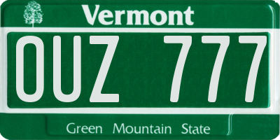 VT license plate OUZ777