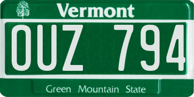 VT license plate OUZ794