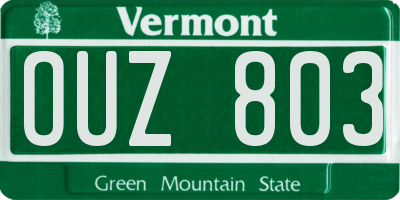 VT license plate OUZ803