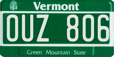 VT license plate OUZ806