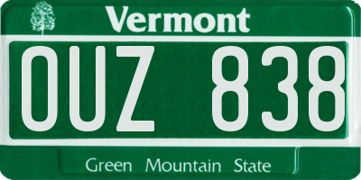 VT license plate OUZ838