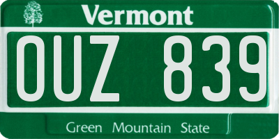 VT license plate OUZ839