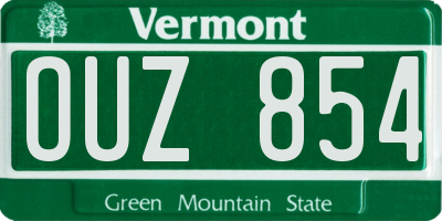 VT license plate OUZ854