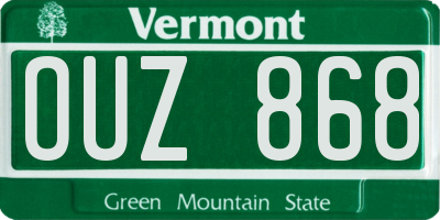 VT license plate OUZ868
