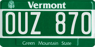 VT license plate OUZ870