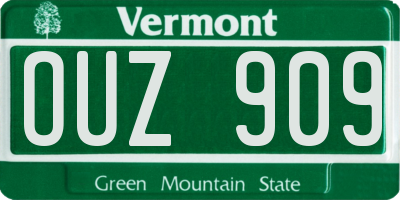 VT license plate OUZ909