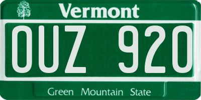 VT license plate OUZ920