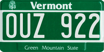 VT license plate OUZ922