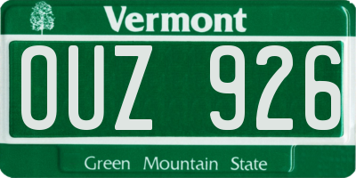 VT license plate OUZ926