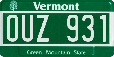 VT license plate OUZ931