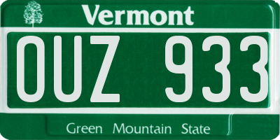 VT license plate OUZ933