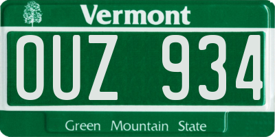 VT license plate OUZ934