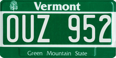 VT license plate OUZ952