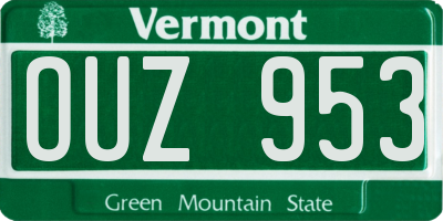 VT license plate OUZ953