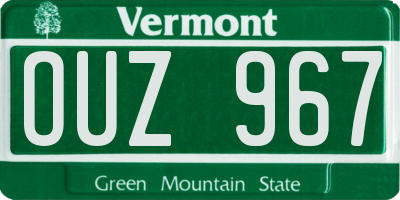 VT license plate OUZ967
