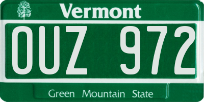 VT license plate OUZ972