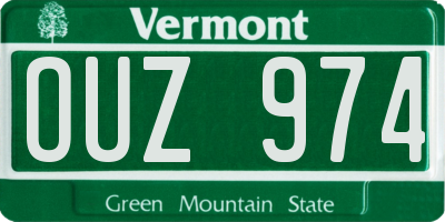 VT license plate OUZ974