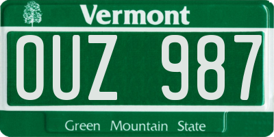 VT license plate OUZ987
