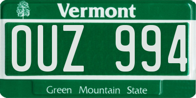 VT license plate OUZ994