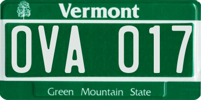 VT license plate OVA017