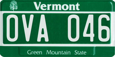 VT license plate OVA046