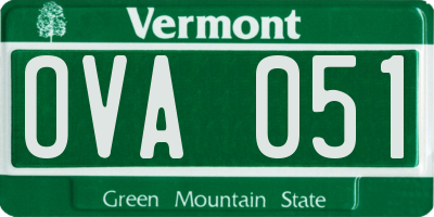 VT license plate OVA051