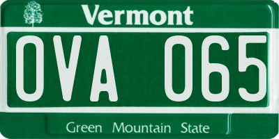 VT license plate OVA065