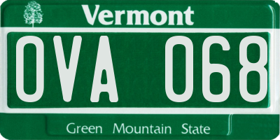 VT license plate OVA068