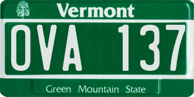 VT license plate OVA137