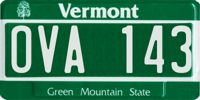VT license plate OVA143