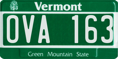 VT license plate OVA163