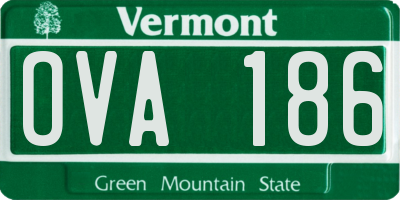 VT license plate OVA186