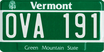 VT license plate OVA191