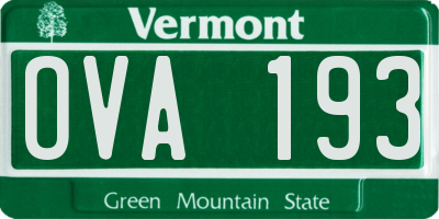 VT license plate OVA193