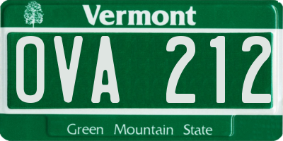 VT license plate OVA212