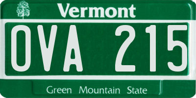 VT license plate OVA215