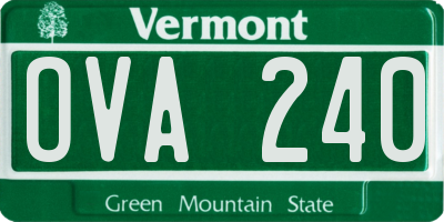 VT license plate OVA240