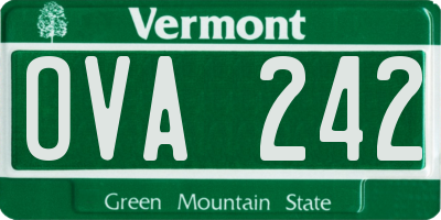 VT license plate OVA242