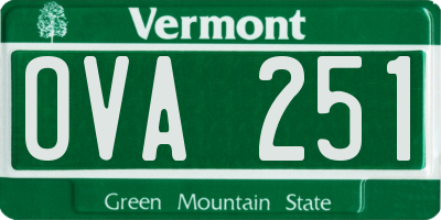 VT license plate OVA251