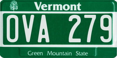 VT license plate OVA279
