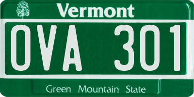 VT license plate OVA301