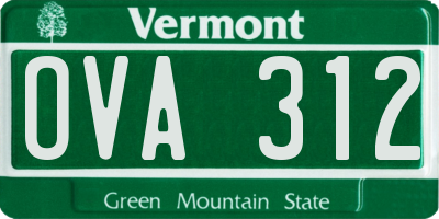 VT license plate OVA312
